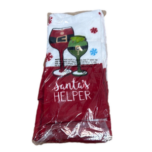 St. Nicholas Square Santa’s Helper Wine Glass Kitchen Towels Holiday Christmas